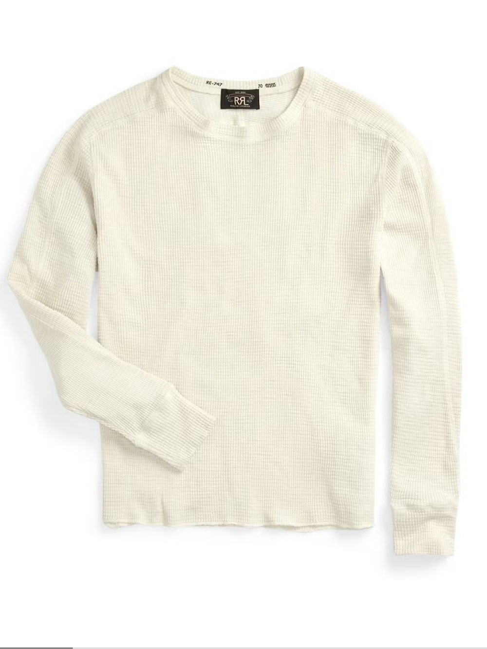 RRL Ralph Lauren textured Waffle-Knit Cream Long Sleeve Shirt Mens medium - Picture 1 of 13